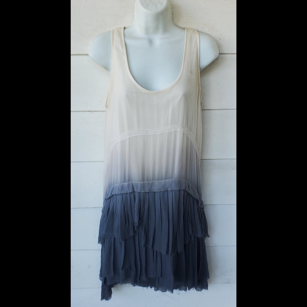 Zara Dress (M) Cream to Grey Ombré Boho